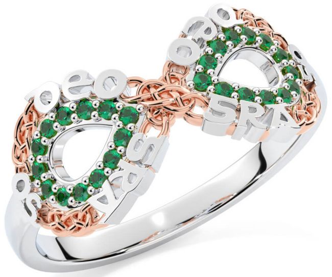 Emerald Rose Gold Silver Celtic Infinity Irish 