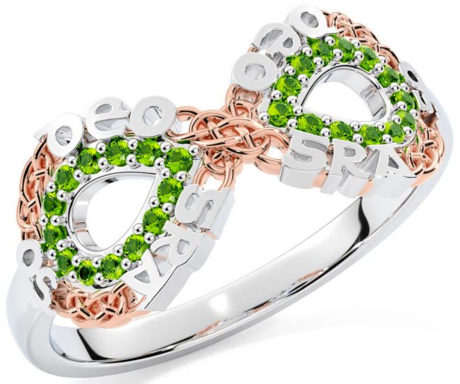 Peridot Rose Gold Silver Celtic Infinity Irish 