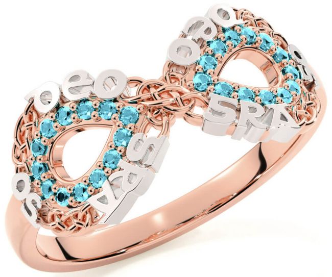 Aquamarine Rose Gold Silver Celtic Infinity Irish 