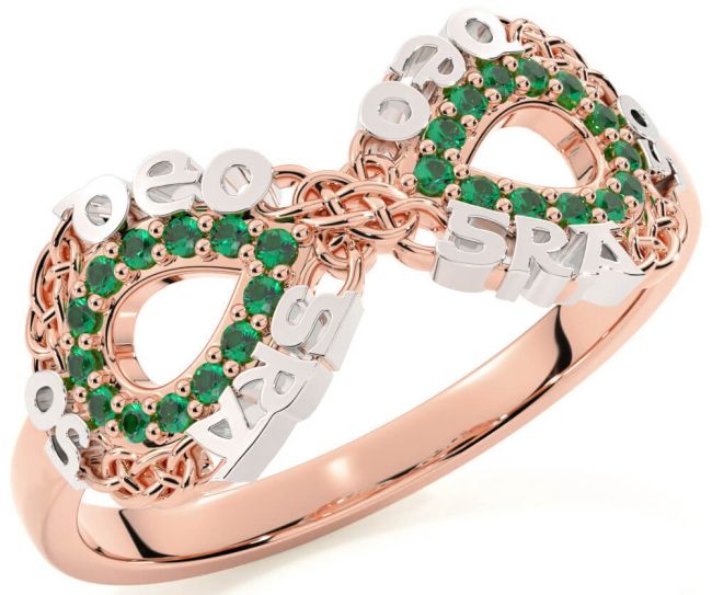 Emerald Rose Gold Silver Celtic Infinity Irish 