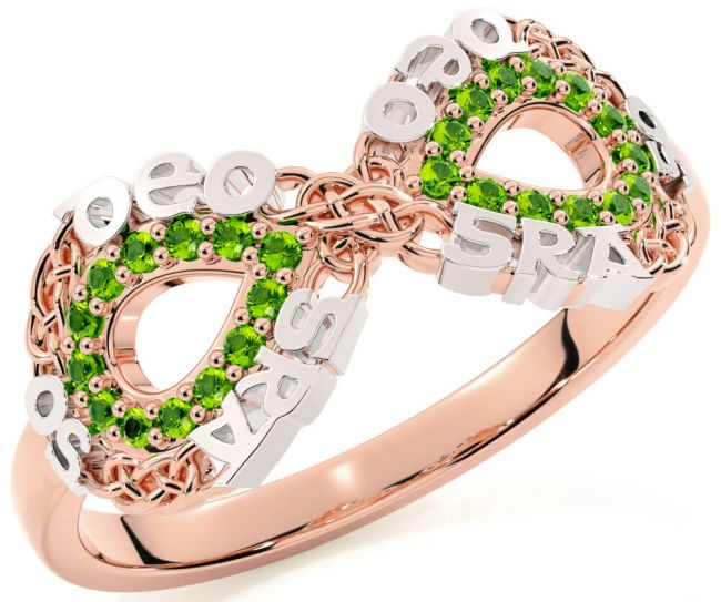 Peridot Rose Gold Silver Celtic Infinity Irish 
