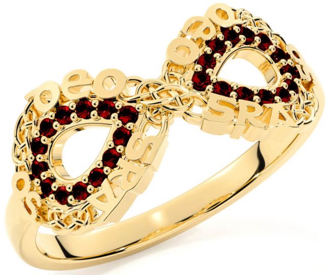 Garnet Gold Silver Celtic Infinity Irish 