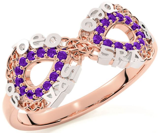 Amethyst White Rose Gold Celtic Infinity Irish 