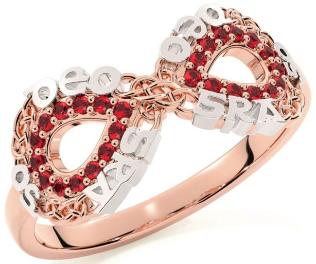 Ruby White Rose Gold Celtic Infinity Irish 
