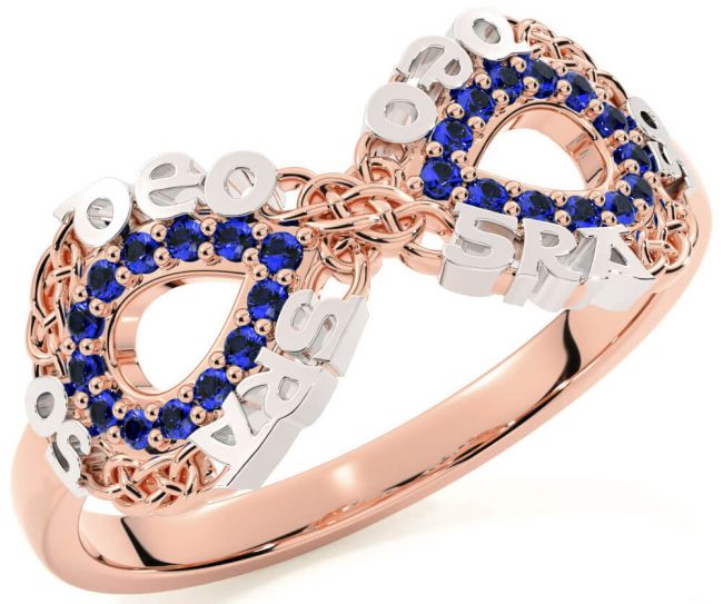 Sapphire White Rose Gold Celtic Infinity Irish 