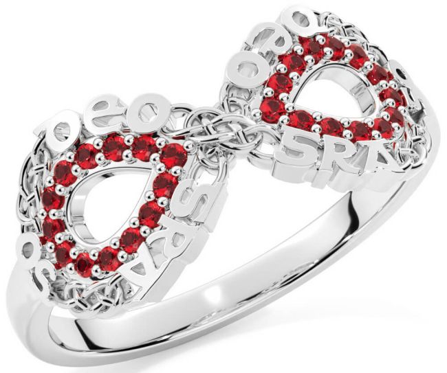 Ruby White Gold Celtic Infinity Irish 