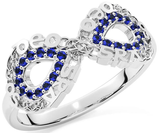 Sapphire White Gold Celtic Infinity Irish 