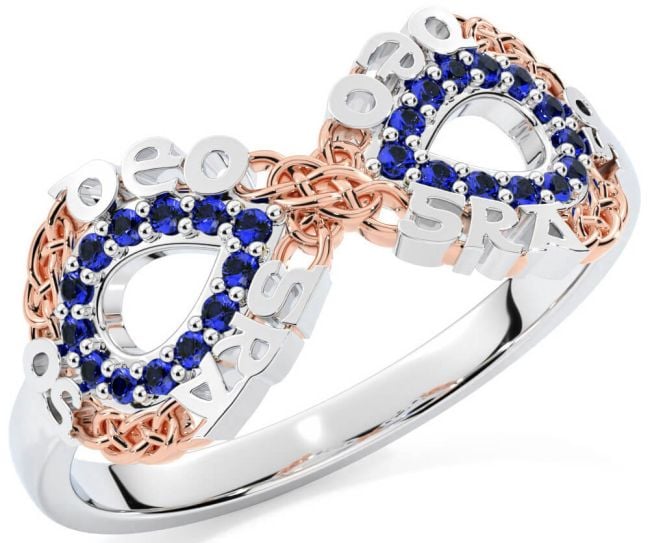 Sapphire White Rose Gold Celtic Infinity Irish 