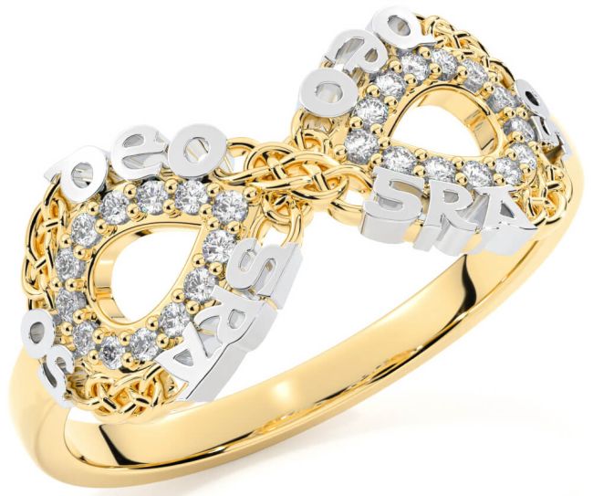 Diamond White Yellow Gold Celtic Infinity Irish 