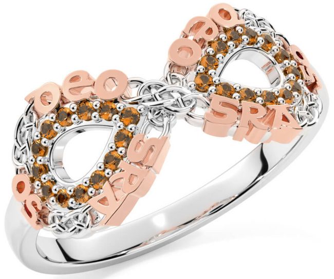 Citrine Rose Gold Silver Celtic Infinity Irish 