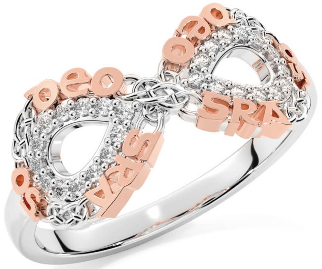 Diamond White Rose Gold Celtic Infinity Irish 
