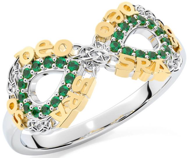 Emerald White Yellow Gold Celtic Infinity Irish 