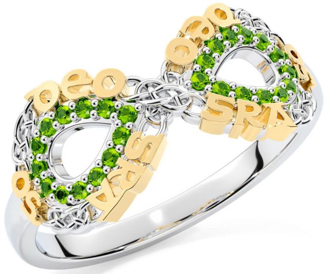Peridot White Yellow Gold Celtic Infinity Irish 