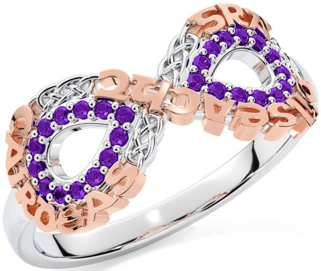 Amethyst Rose Gold Silver Celtic Infinity Irish 