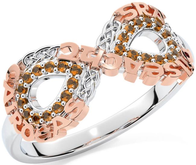 Citrine Rose Gold Silver Celtic Infinity Irish 