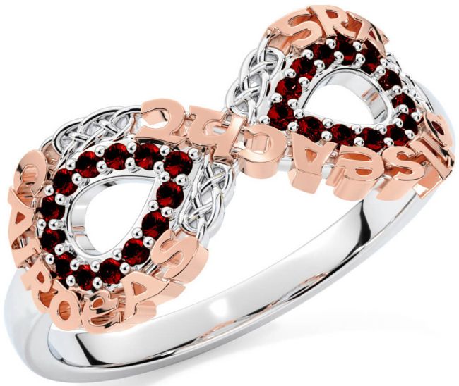 Garnet Rose Gold Silver Celtic Infinity Irish 