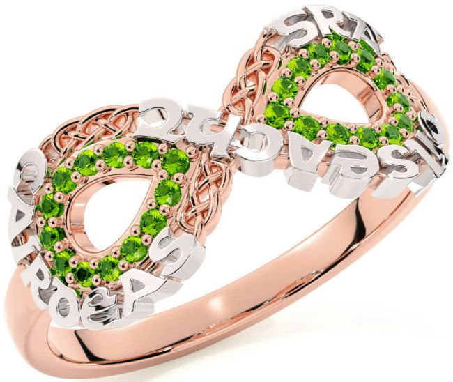 Peridot Rose Gold Silver Celtic Infinity Irish 
