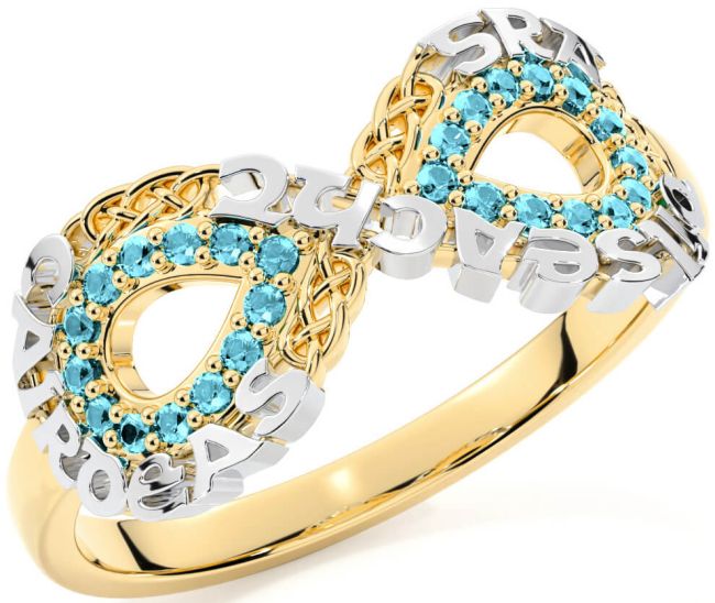 Aquamarine Gold Silver Celtic Infinity Irish 