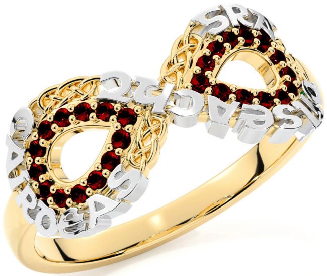 Garnet Gold Silver Celtic Infinity Irish 