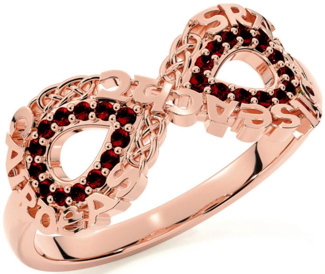 Garnet Rose Gold Celtic Infinity Irish 