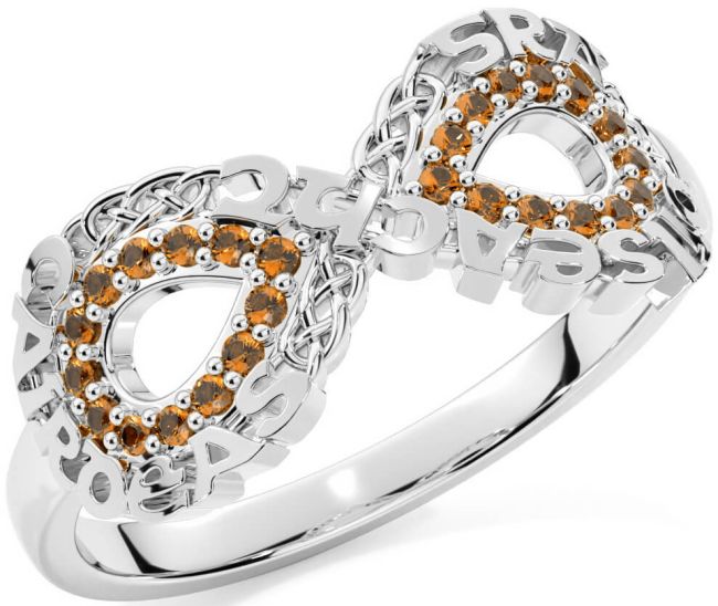 Citrine Silver Celtic Infinity Irish 