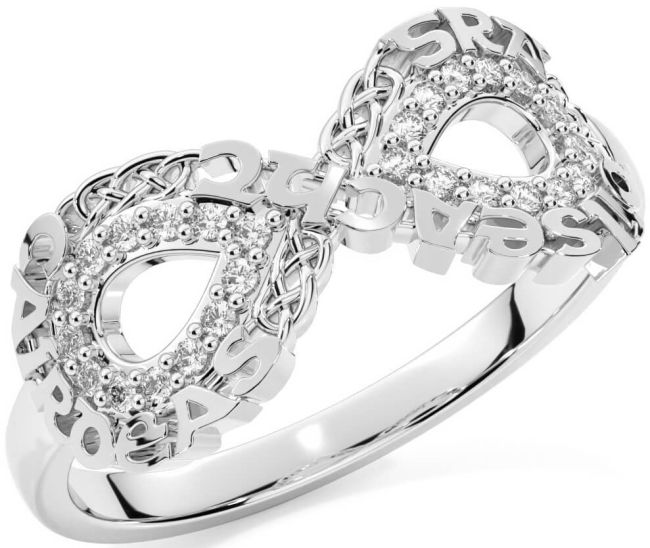 Diamond White Gold Celtic Infinity Irish 
