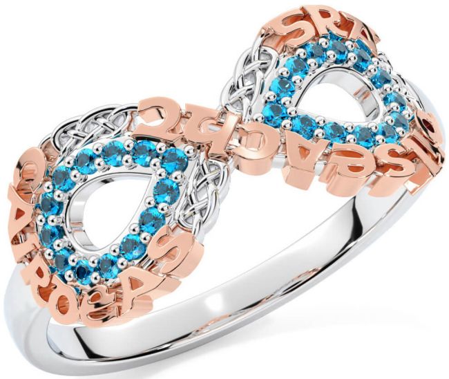 Topaz White Rose Gold Celtic Infinity Irish 