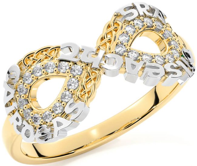 Diamond White Yellow Gold Celtic Infinity Irish 