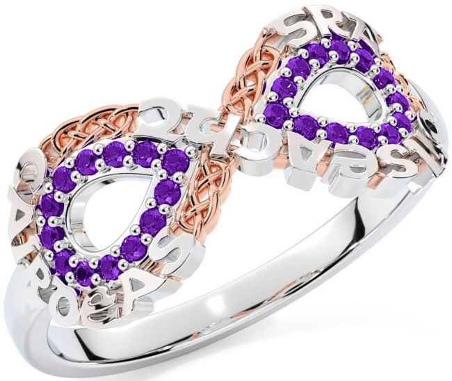 Amethyst Rose Gold Silver Celtic Infinity Irish 