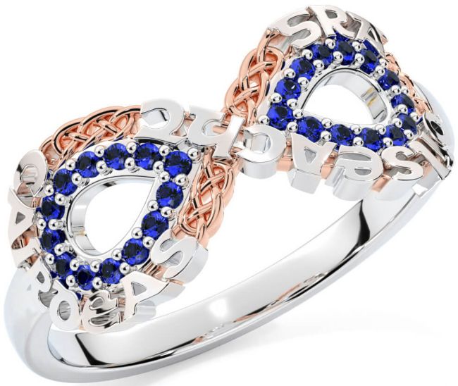 Sapphire Rose Gold Silver Celtic Infinity Irish 