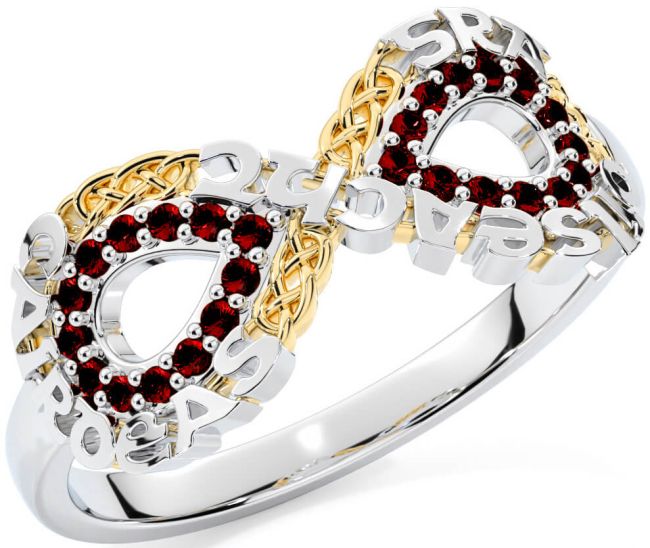 Garnet Gold Silver Celtic Infinity Irish 