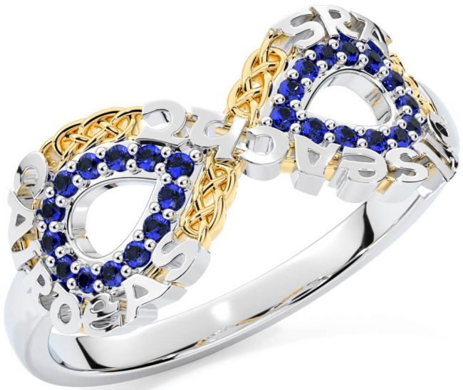 Sapphire Gold Silver Celtic Infinity Irish 