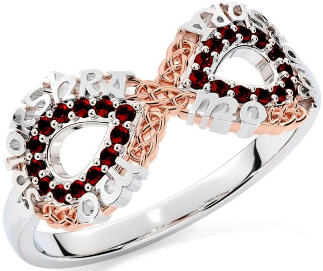 Garnet Rose Gold Silver Celtic Infinity Irish 