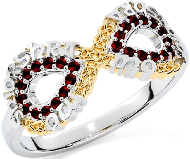 Garnet Gold Silver Celtic Infinity Irish 