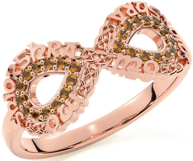 Citrine Rose Gold Silver Celtic Infinity Irish 