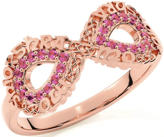 Pink Tourmaline Rose Gold Silver Celtic Infinity Irish 
