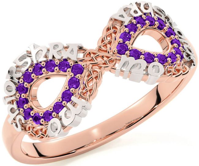 Amethyst White Rose Gold Celtic Infinity Irish 