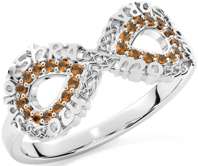 Citrine Silver Celtic Infinity Irish 
