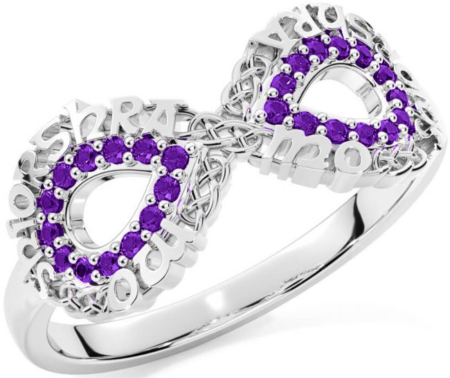 Amethyst White Gold Celtic Infinity Irish 