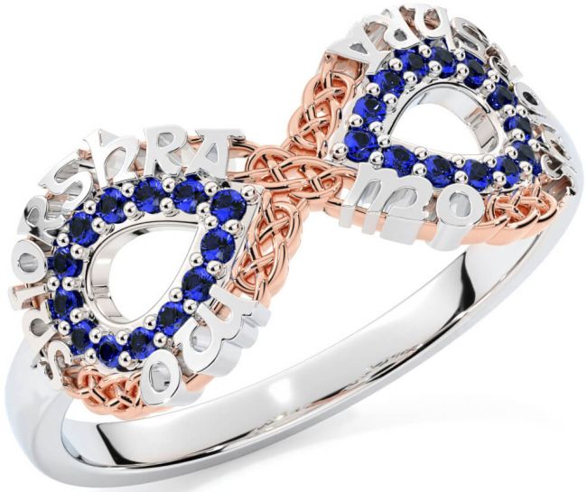 Sapphire White Rose Gold Celtic Infinity Irish 
