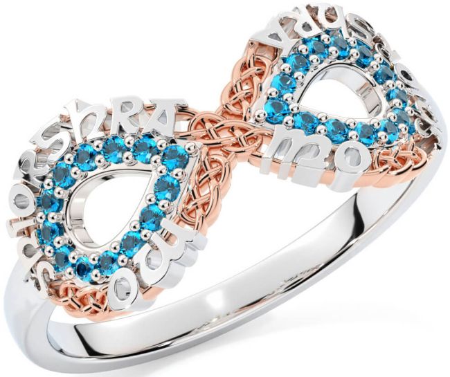 Topaz White Rose Gold Celtic Infinity Irish 