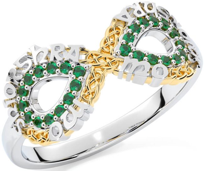 Emerald White Yellow Gold Celtic Infinity Irish 