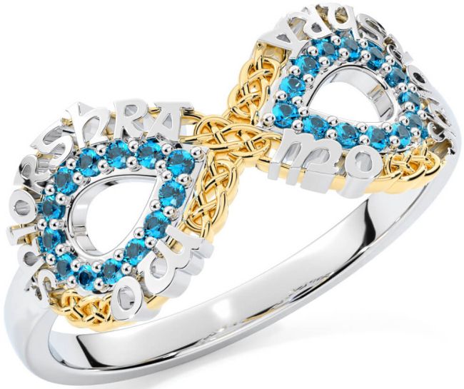 Topaz White Yellow Gold Celtic Infinity Irish 