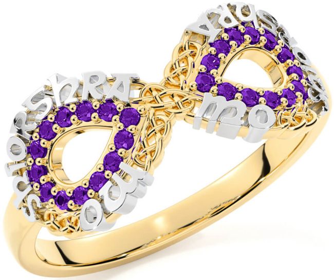 Amethyst White Yellow Gold Celtic Infinity Irish 