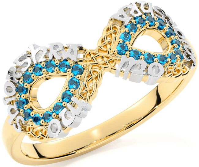 Topaz White Yellow Gold Celtic Infinity Irish 
