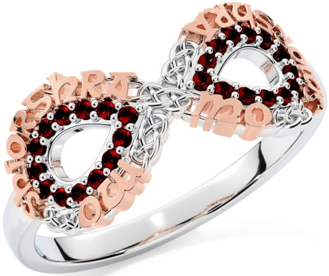 Garnet Rose Gold Silver Celtic Infinity Irish 