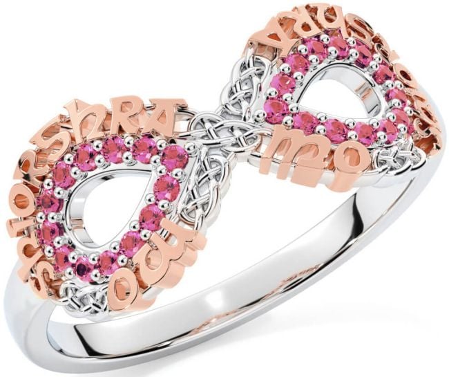 Pink Tourmaline Rose Gold Silver Celtic Infinity Irish 