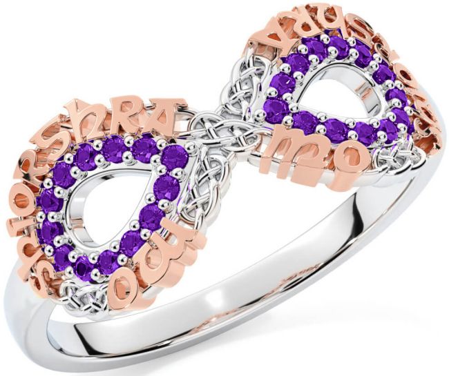 Amethyst White Rose Gold Celtic Infinity Irish 