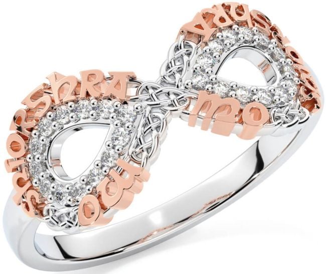 Diamond White Rose Gold Celtic Infinity Irish 