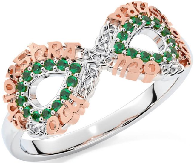 Emerald White Rose Gold Celtic Infinity Irish 